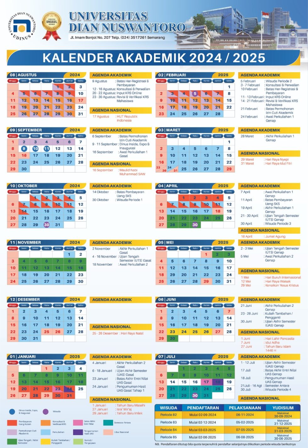 Kalender Akademik UDINUS Udinus Universitas Dian Nuswantoro