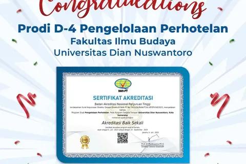 MILIKI KUALITAS DAN FASILITAS MUMPUNI, BAN PT BERI PRODI D-4 PENGELOLAAN PERHOTELAN AKREDITASI BAIK SEKALI