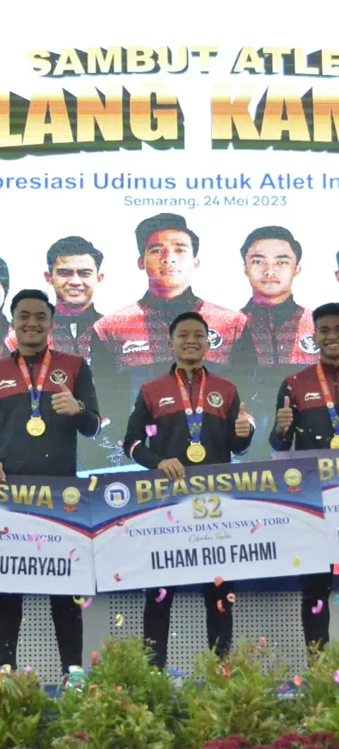 UDINUS GUYUR BONUS RATUSAN JUTA RUPIAH UNTUK MAHASISWA PERAIH MEDALI SEA GAMES 2023