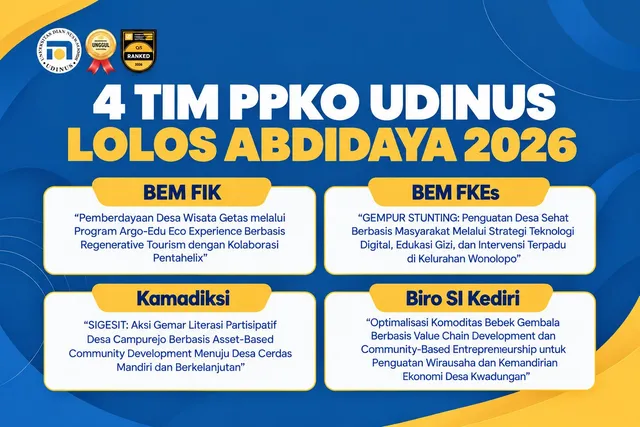 Empat Tim Udinus Lolos ke Abdidaya Ormawa 2026, Bawa Program Pemberdayaan Desa Berkelanjutan