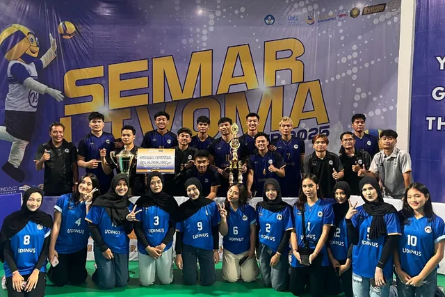 Smash Kemenangan! Atlet Bola Voli Udinus Raih Gelar Juara dan Penghargaan di Livoma 2025