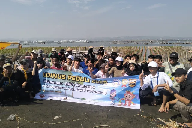Wujud Cinta Lingkungan, Udinus Ajak Mahasiswa Baru Tanam 3.154 Bibit Mangrove di Mangunharjo