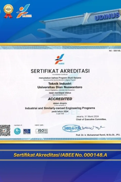 Go Internasional! Program Sarjana Teknik Industri Udinus Resmi miliki status ‘Accredited’ dari IABEE