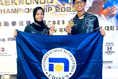 DUA ATLET TAEKWONDO UDINUS HARUMKAN NAMA INDONESIA DI AJANG INTERNASIONAL