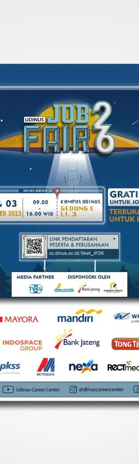Job Fair Udinus Dibuka Untuk Umum, Catat Tanggalnya!