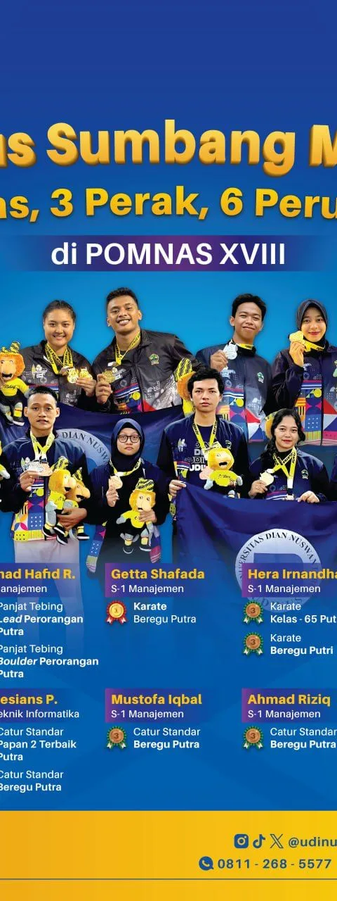 Atlet Udinus Sumbang 12 Medali POMNas Untuk Kontingen Jateng