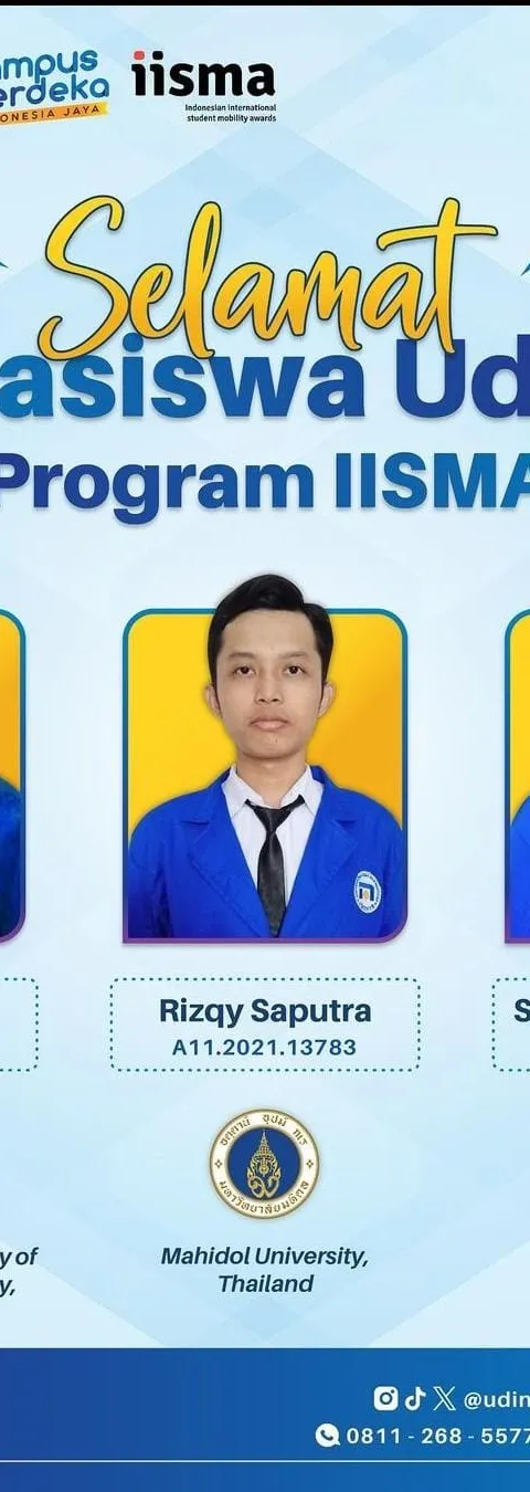 Hebat! Tiga Mahasiswa Udinus Lolos Program IISMA, Siap Timba Ilmu di Luar Negeri