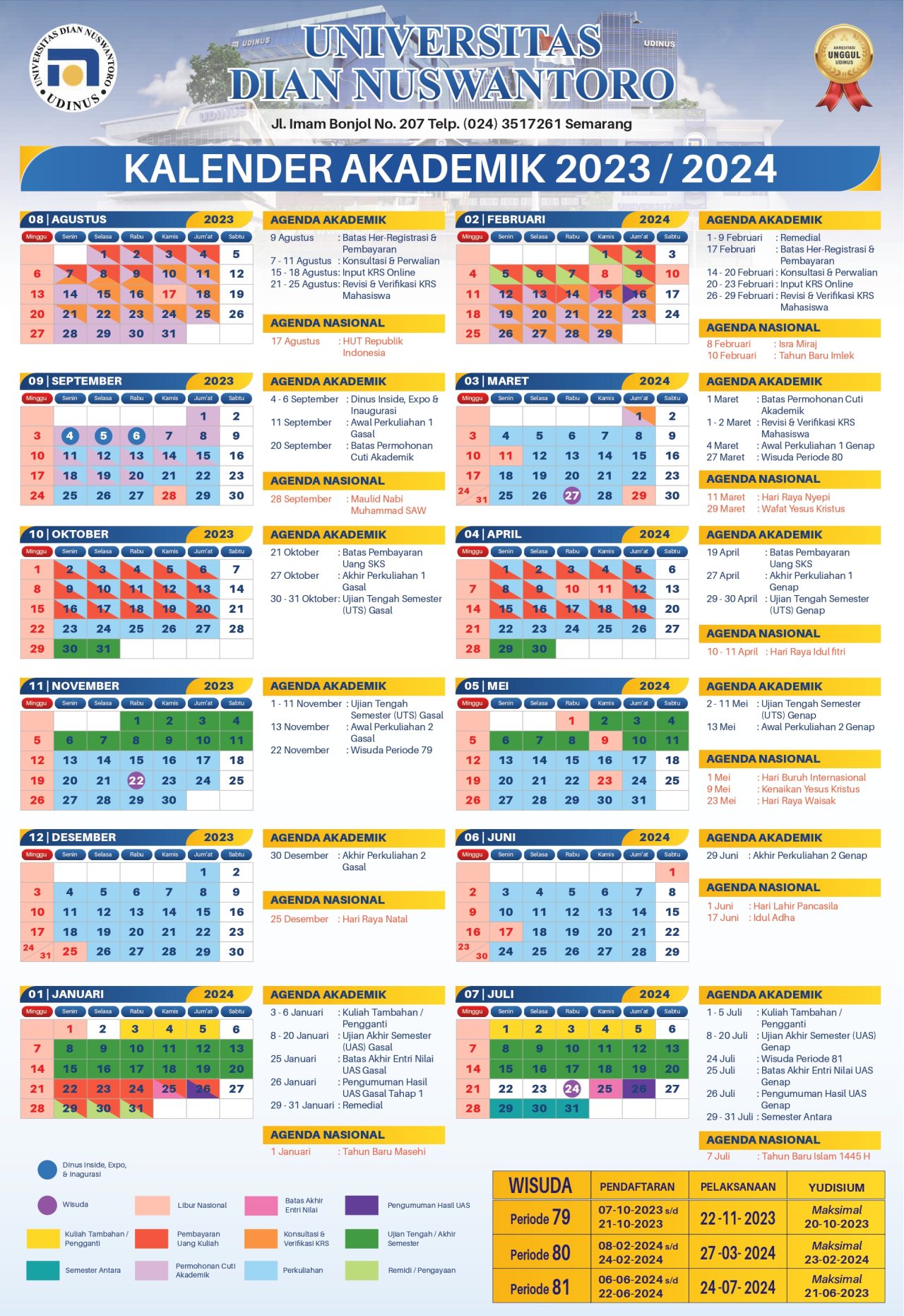 Kalender Akademik UDINUS UDINUS Universitas Dian Nuswantoro