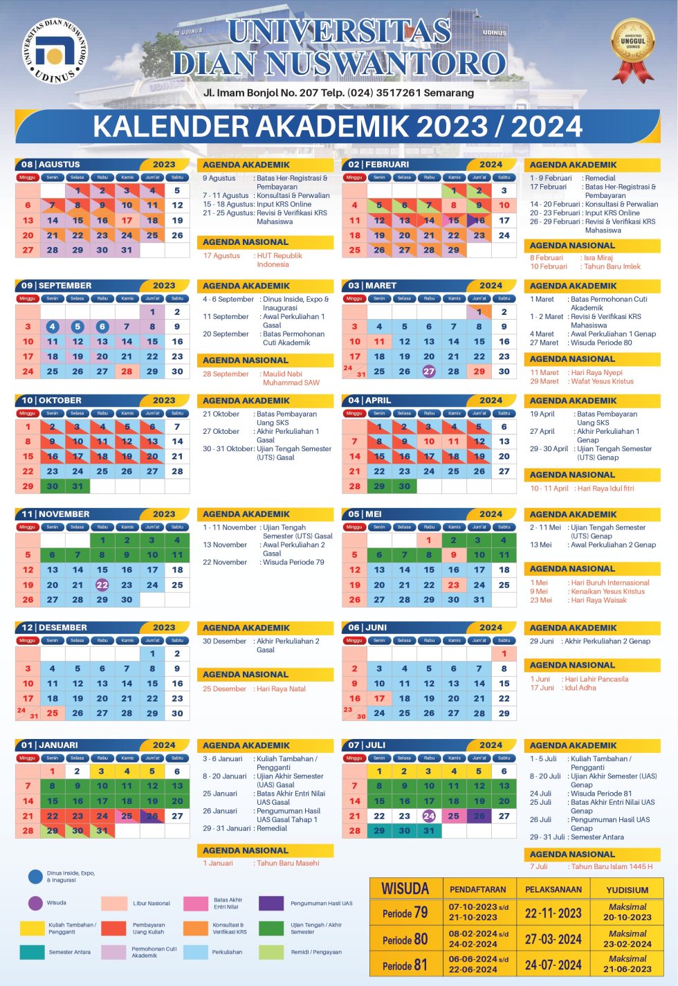 Kalender Akademik UDINUS UDINUS Universitas Dian Nuswantoro