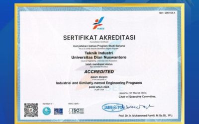 Go Internasional! Program Sarjana Teknik Industri Udinus Resmi miliki status ‘Accredited’ dari IABEE